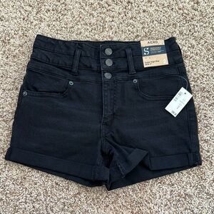 High Waisted Black Denim Shorts Size 2 NWT